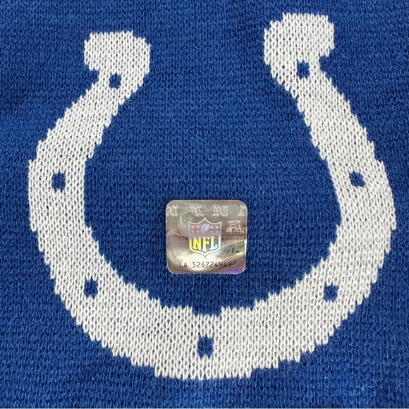 NFL Indianapolis Colts Blue and White Double sided Horseshoe Scarf 60” Length - Picture 4 of 9